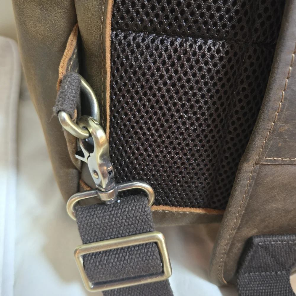 Brown Leather Men's Smart Messenger Crossbody Laptop Bag